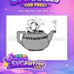 Free Surprised Dormouse Steaming Free Teapot Alice Wonderland Free SVG - Instant Download