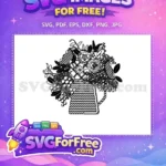 Free Monochrome Flowers Free Chevron Vase Alice in Wonderland Disney Free SVG - Instant Download