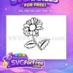 Free Outline Flower Free Wonderland Daisy Alice In WonderLand Disney Free SVG - Instant Download
