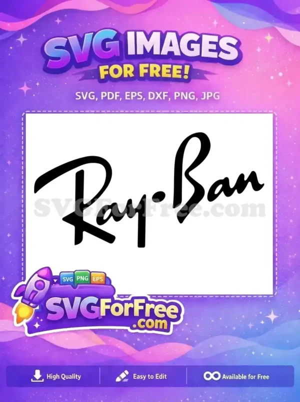 A free Ray-Ban logo design, featuring the iconic script font in crisp black, ideal for various projects. Download this free vector.