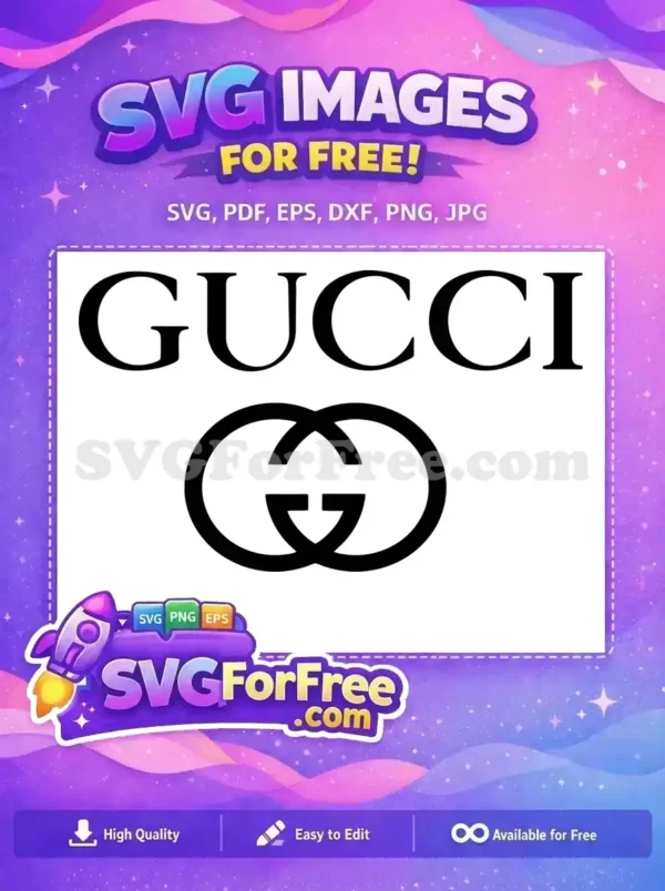 Free Gucci logo SVG design featuring the iconic wordmark and interlocking GG emblem, perfect for your projects. Download free today!