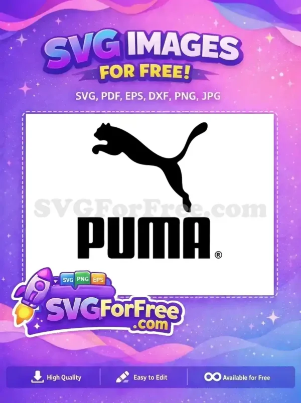 A striking black silhouette of a leaping puma over the bold "PUMA" text, a free design perfect for sports branding.