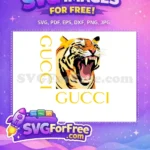 Free Fierce Orange Tiger Free Yellow Gucci Logo Luxury Brand Free SVG - Instant Download