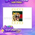 Free Roaring Tiger Head Free Gucci Logo Striped Luxury Brand Free SVG - Instant Download