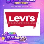 Free White Levi's Text Free Iconic Red Batwing Luxury Brand Logo Free SVG - Instant Download