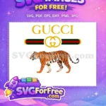 Free Orange Striped Tiger Free Gold Gucci Logo Luxury Free SVG - Instant Download