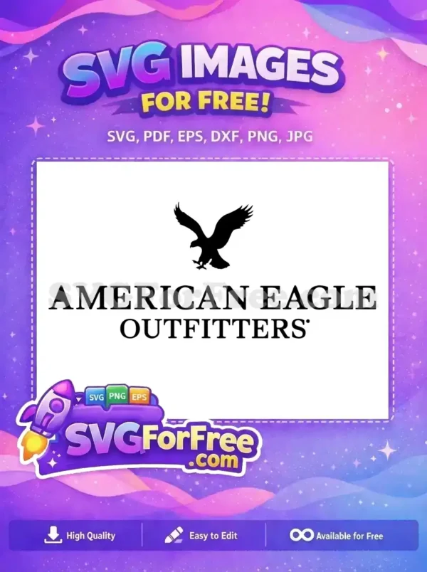 A free SVG of the American Eagle Outfitters logo, featuring a soaring eagle above the brand name in bold black text.