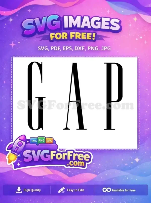 Download the classic free GAP logo in bold black serif font, ideal for various creative projects and apparel designs.