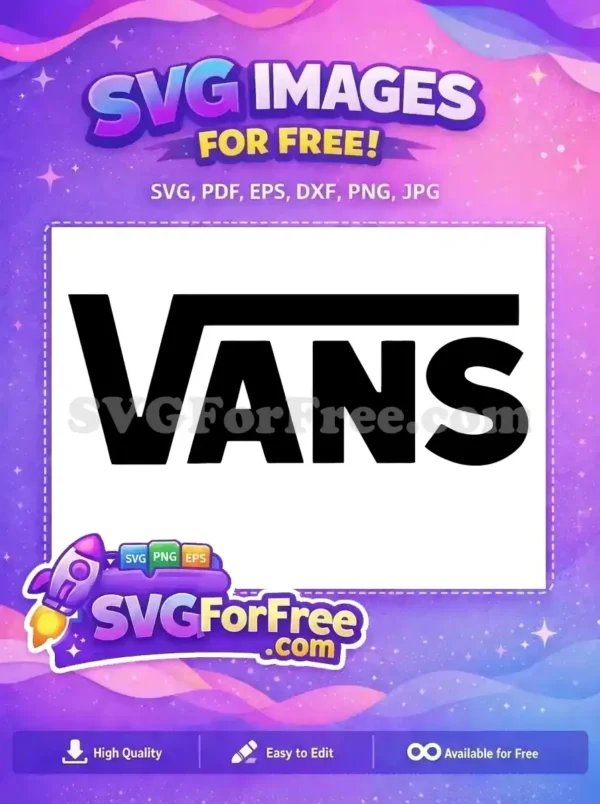 Download this free Vans logo design, a classic black and white SVG file, ideal for all your creative projects. A truly versatile free graphic.