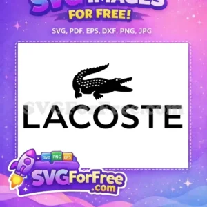 A free Lacoste logo SVG design featuring the iconic black crocodile above the brand name. Ideal for creative projects.