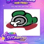 Free Green Dead Crewmate Free Bone Blood Among Us Free SVG - Instant Download