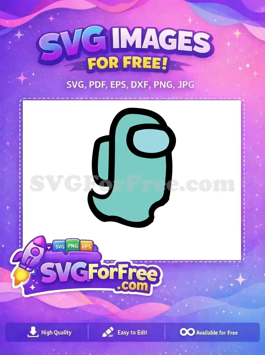 A free Among Us ghost SVG, featuring a light teal character with a wavy bottom and visor. Perfect free gaming art.