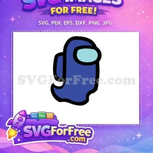 Free Among Us Blue Ghost SVG – Game Character Design! A vibrant blue Among Us ghost character, a free vector design with a light blue visor and thick black outline. Perfect free gaming art.
