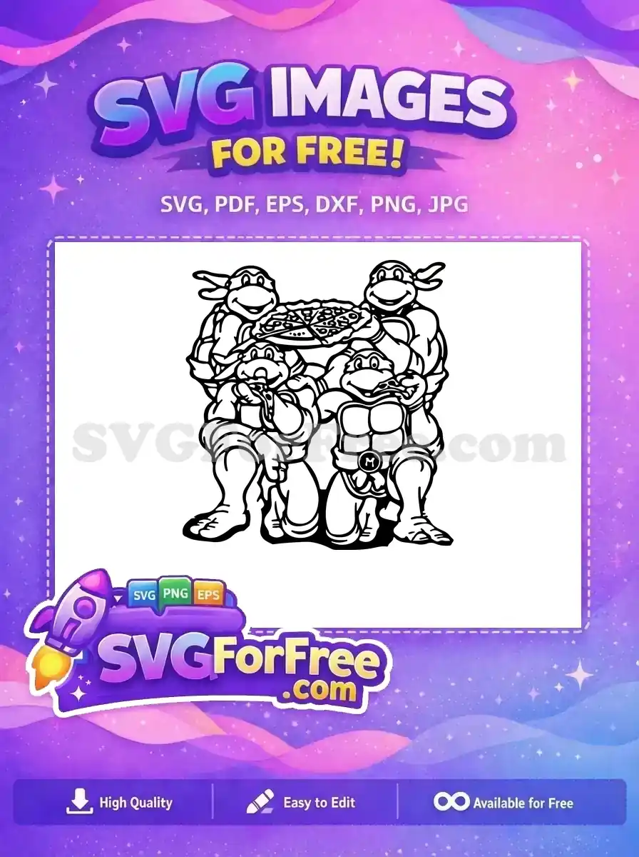 Free Smiling Turtles Free Pizza Slice Ninja Turtles Free SVG