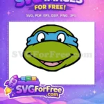 Free Leonardo Ninja Turtle Free Smiling Face Teenage Mutant Free SVG - Instant Download