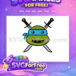 Free Leonardo Ninja Turtle Free Swords Smile Teenage Mutant Free SVG - Instant Download