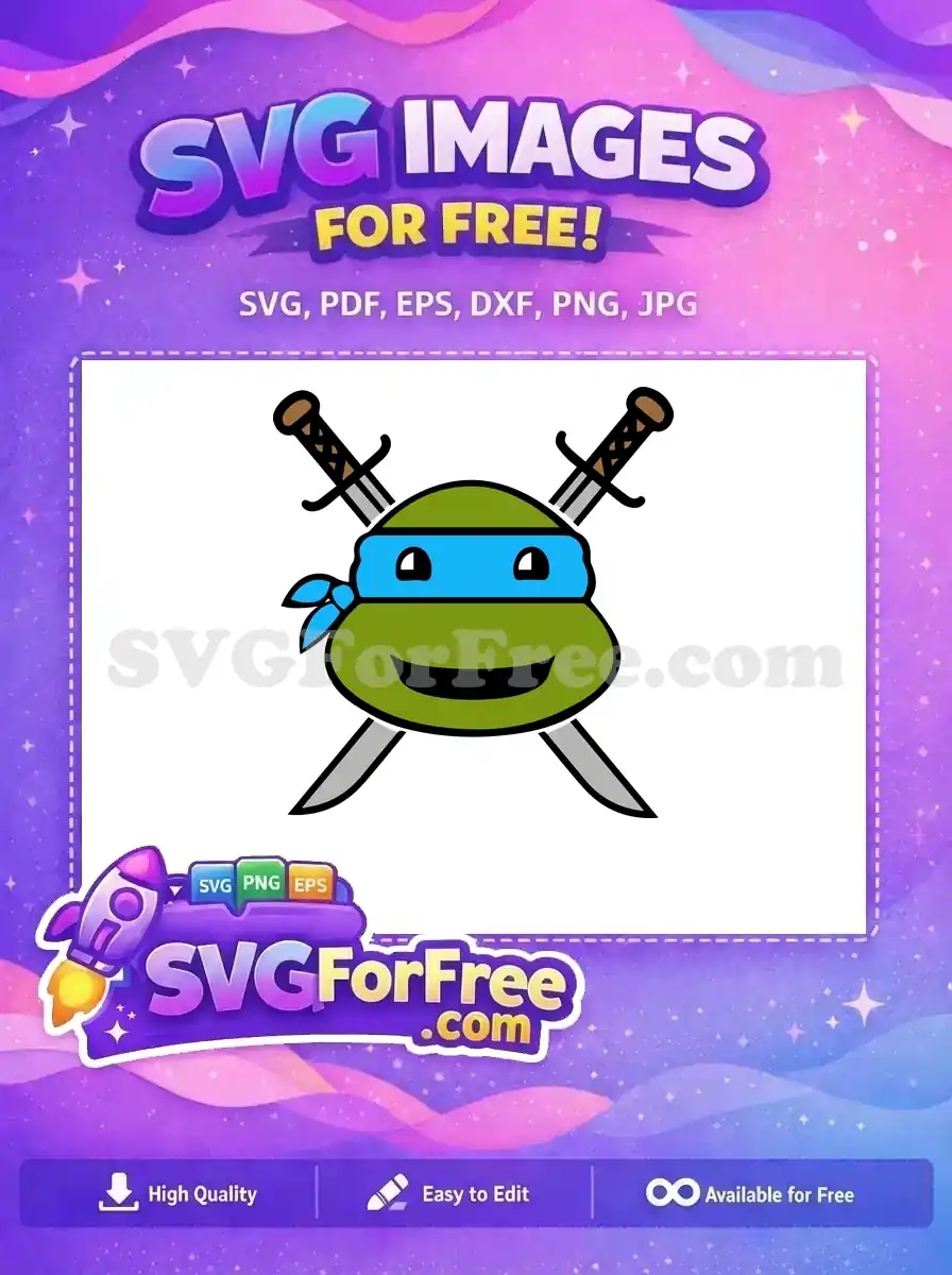 Free Leonardo Ninja Turtle Free Swords Smile Teenage Mutant Free SVG