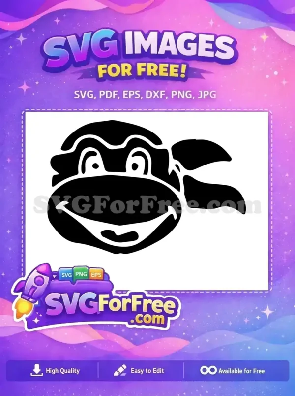 Free Smiling Michelangelo Free Ninja Turtle Head Teenage Free SVG 1
