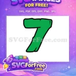 Free Green Number Seven Free Bold Outline Ninja Turtles Free SVG - Instant Download