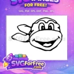 Free Black Outline Leonardo Free Ninja Turtle Head Free SVG - Instant Download