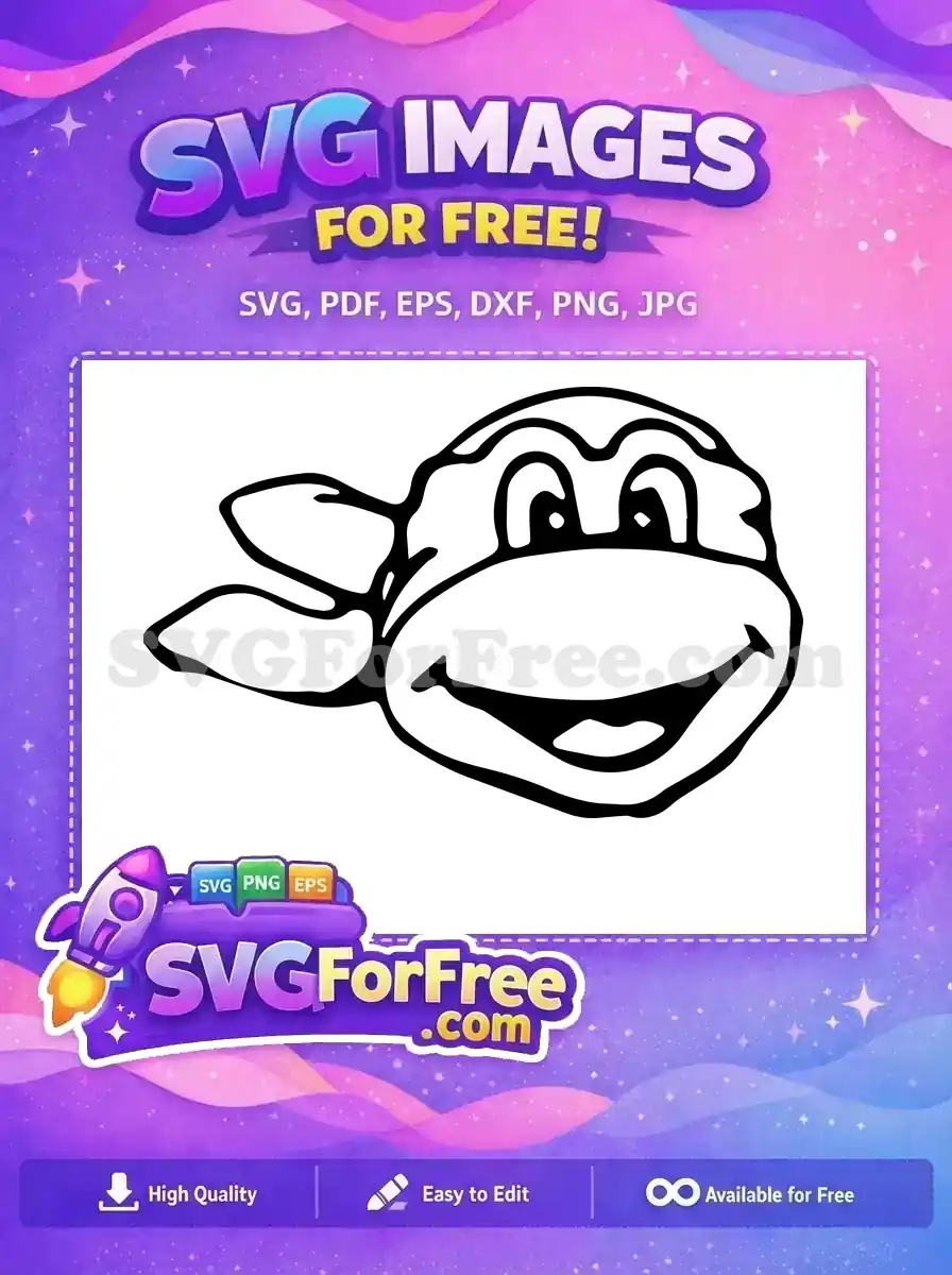 Free Black Outline Leonardo Free Ninja Turtle Head Free SVG