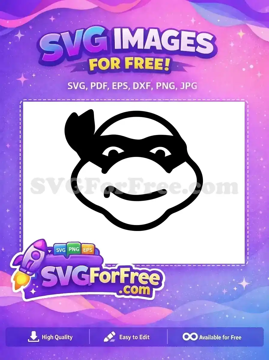 Free Smiling Ninja Turtle Free Masked Face Ninja Turtles Free SVG