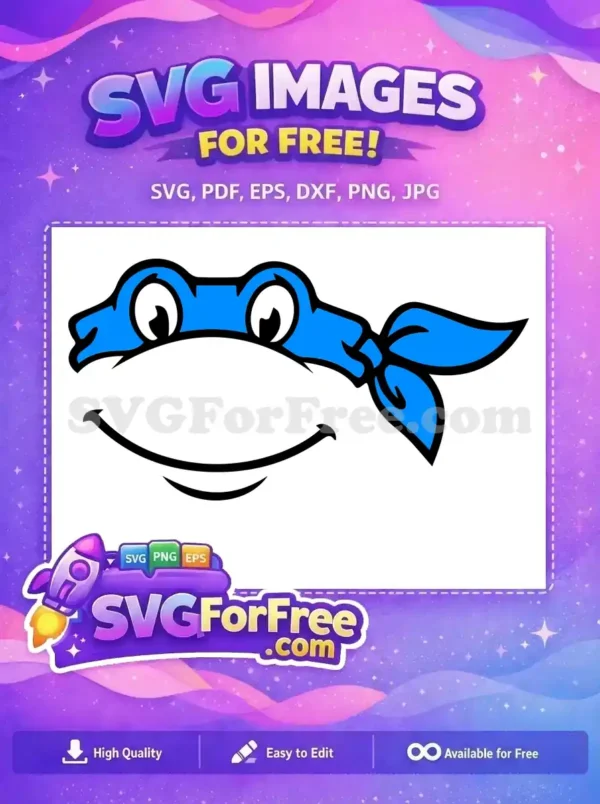 Free Blue Mask Free Smiling Face Ninja Turtles Free SVG