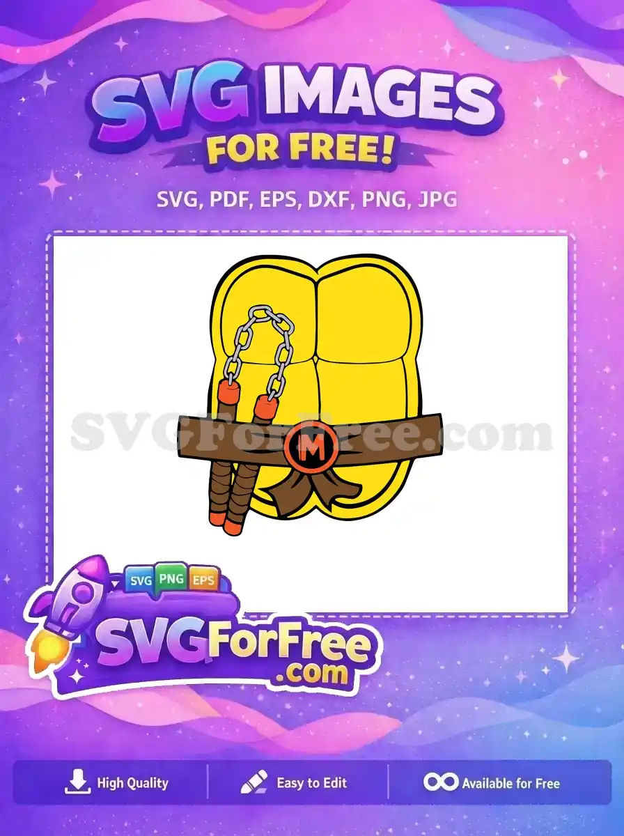 Free Yellow Turtle Shell Free Nunchucks Michelangelo Ninja Free SVG