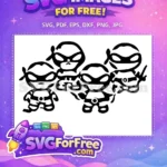 Free Teenage Mutant Ninja Turtles Free Black Silhouette Group Pose Nike Free SVG - Instant Download