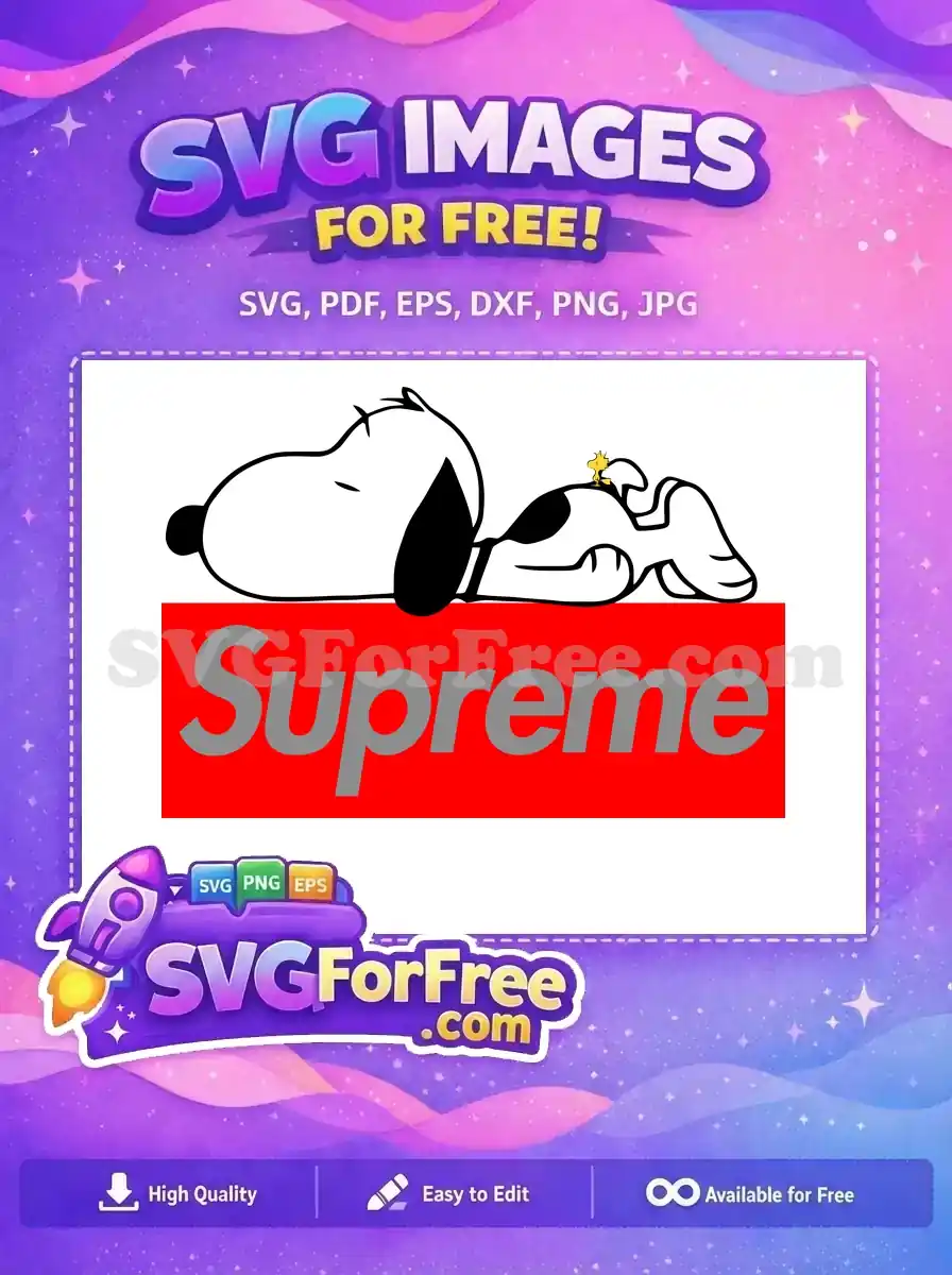 Free Snoopy Sleeping Red Box Free Little Woodstock Friend Supreme Peanuts Free SVG