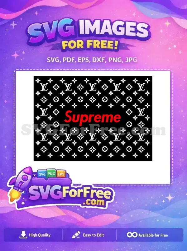 Free Supreme Logo Free Louis Vuitton Pattern Black Free SVG