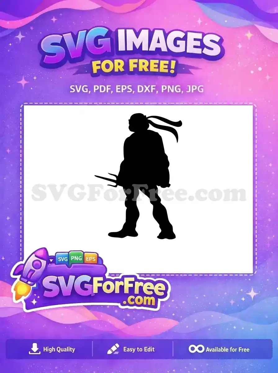 Free Raphael Black Silhouette Free Sai Weapon Teenage Mutant Ninja Turtles Free SVG