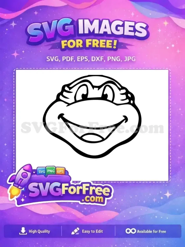 Free Happy Ninja Turtle Face Free Outline Smiling Ninja Turtles Free SVG