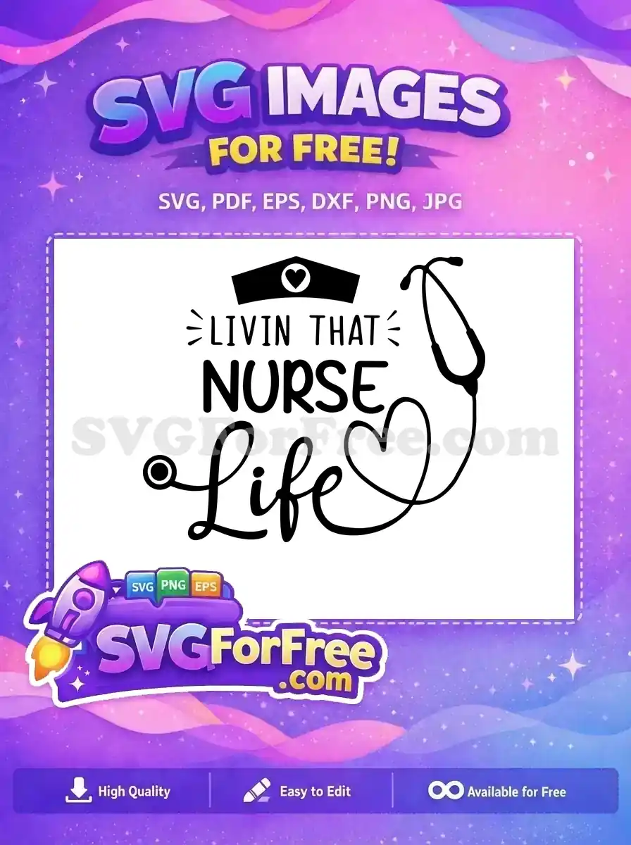 Free Heart Stethoscope Free Nurse Hat Livin Life Free SVG