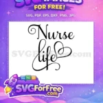 Free Nurse Life Text Free Heartbeat Design Nurse Free SVG - Instant Download
