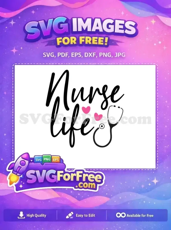 Free Pink Hearts Free Stethoscope Nurse Life Free SVG