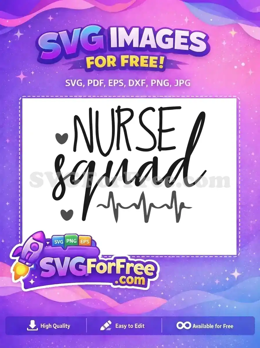 Free Heartbeat Design Free Nurse Squad Black Free SVG