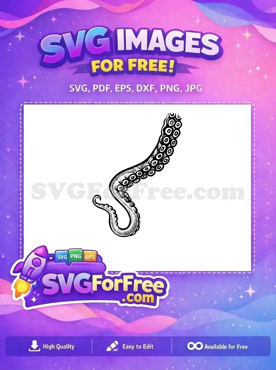 Free Curled Sucker Free Dark Tentacle Octopus Free SVG