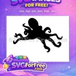 Free Curled Tentacles Free Black Octopus Sea Free SVG - Instant Download