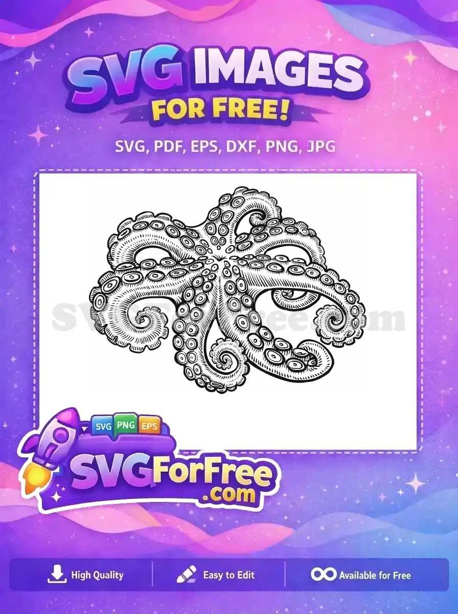 Free Detailed Tentacles Free Sea Creature Octopus Free SVG 2