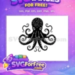 Free Black Tentacle Free Spotted Octopus Silhouette Free SVG - Instant Download