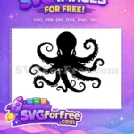 Free Curly Tentacles Free Black Silhouette Octopus Free SVG 2 - Instant Download