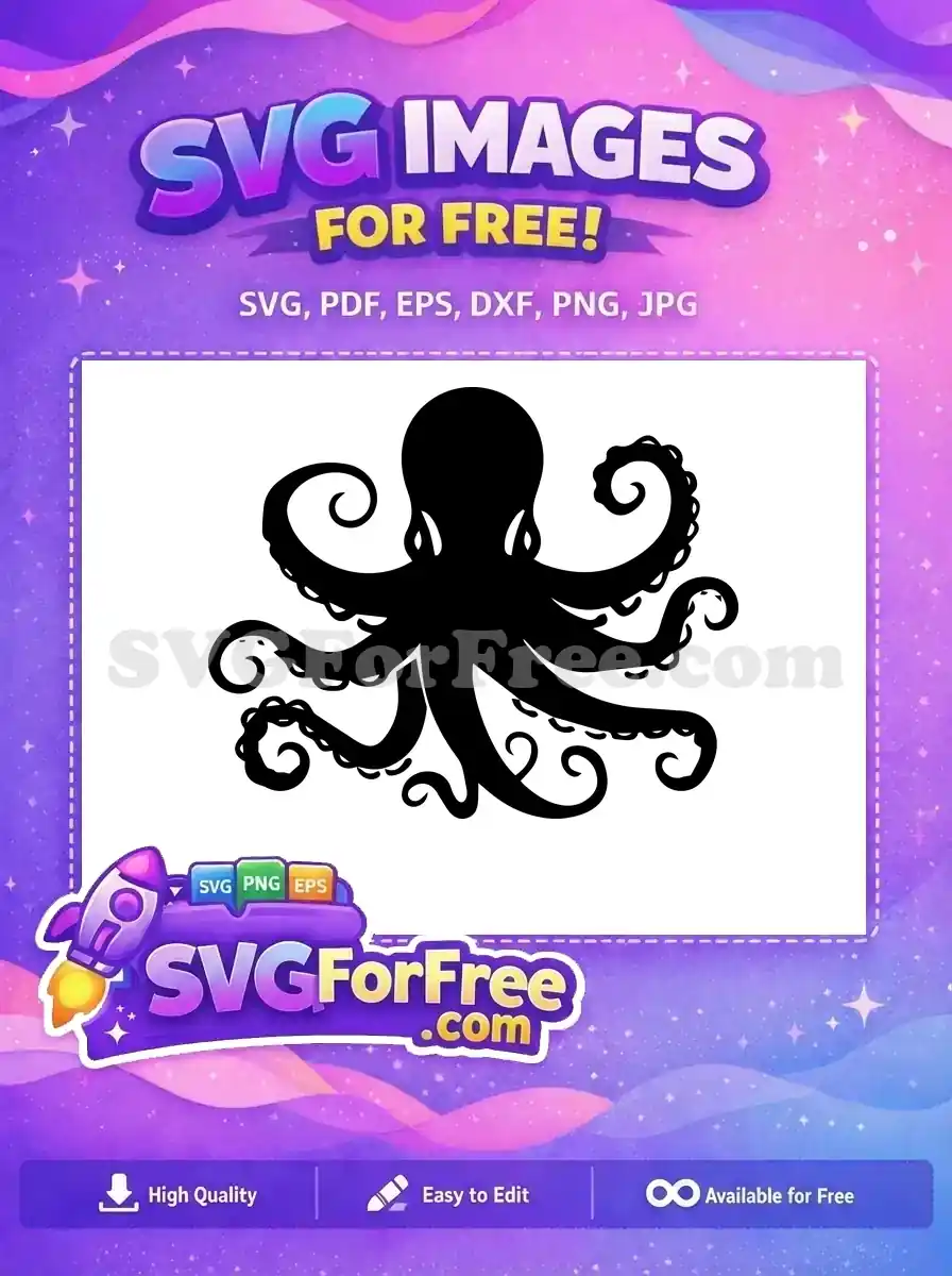Free Curly Tentacles Free Black Silhouette Octopus Free SVG 2