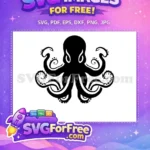 Free Curled Tentacles Free Sucker Detail Octopus Silhouette Free SVG - Instant Download