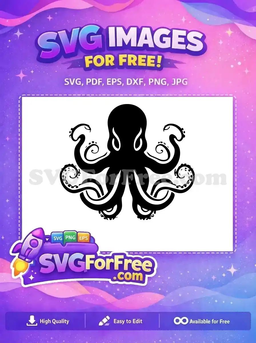 Free Curled Tentacles Free Sucker Detail Octopus Silhouette Free SVG