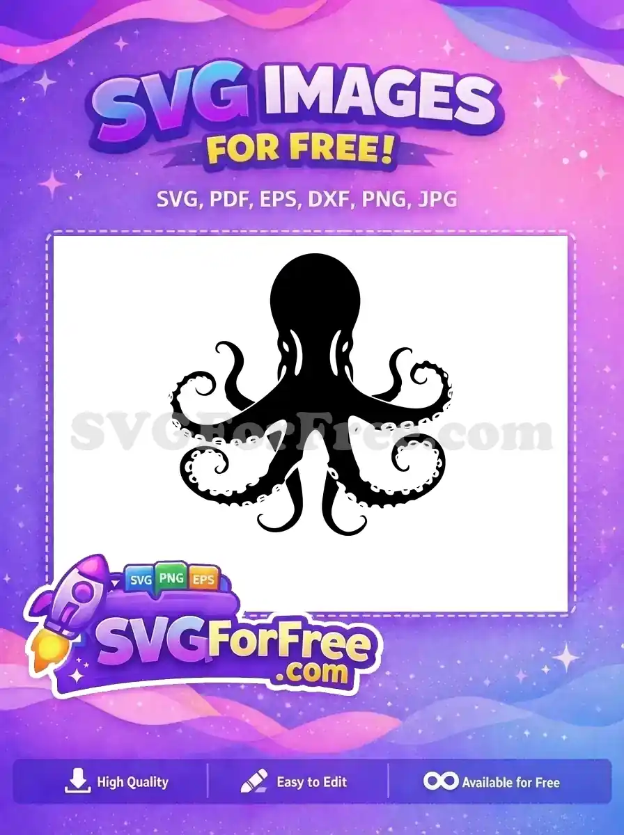 Free Curled Tentacles Free Sea Monster Octopus Free SVG 3