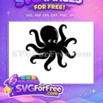 Free Black Tentacles Free Cartoon Eyes Octopus Silhouette Free SVG - Instant Download