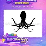 Free Black Octopus Tentacles Free Simple Eyes Silhouette Free SVG - Instant Download