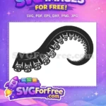 Free Black Curved Octopus Tentacle Free Sucker Design Sea Free SVG - Instant Download