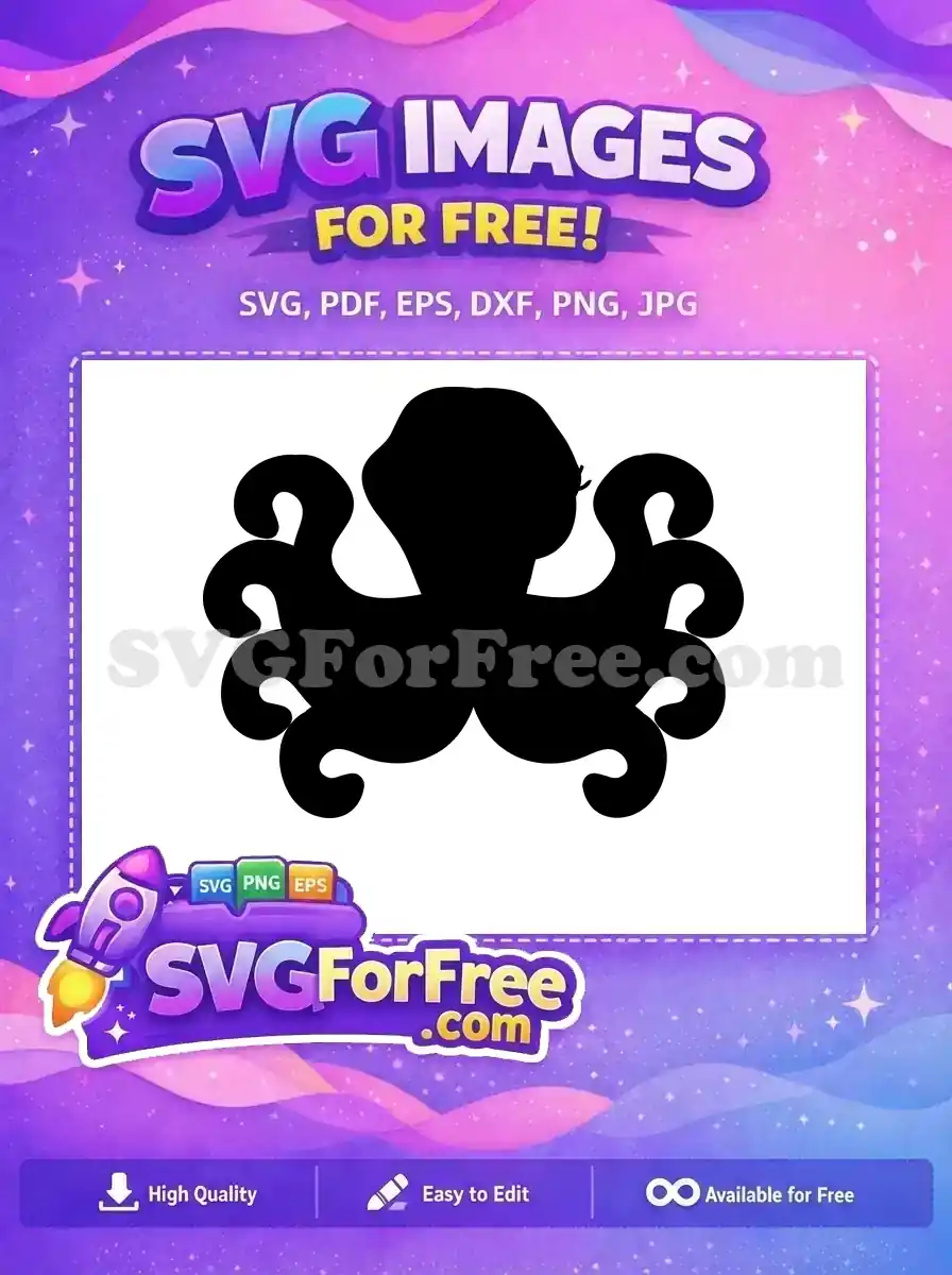 Free Curled Tentacles Free Cute Eyes Octopus Silhouette Free SVG